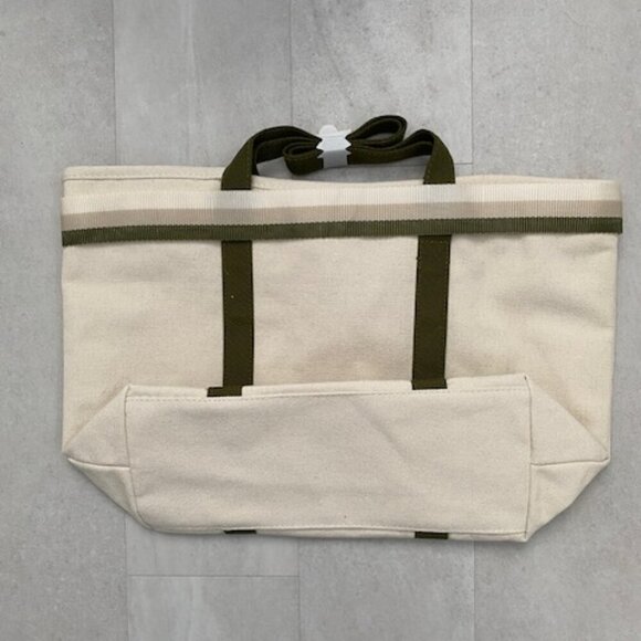 NWT DSW Exclusive Ivory Green Canvas Tote Bag with Travel Strap - Picture 10 of 11